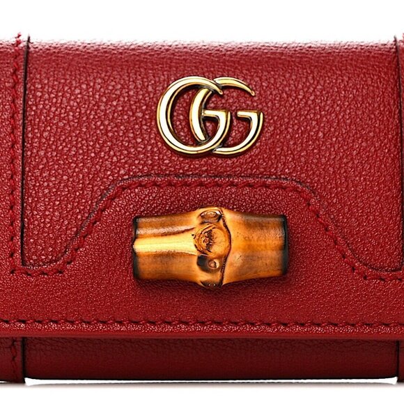 NIB GUCCI Wonka Grain Calfskin Diana 6 Key Holder Case Red - Picture 1 of 6